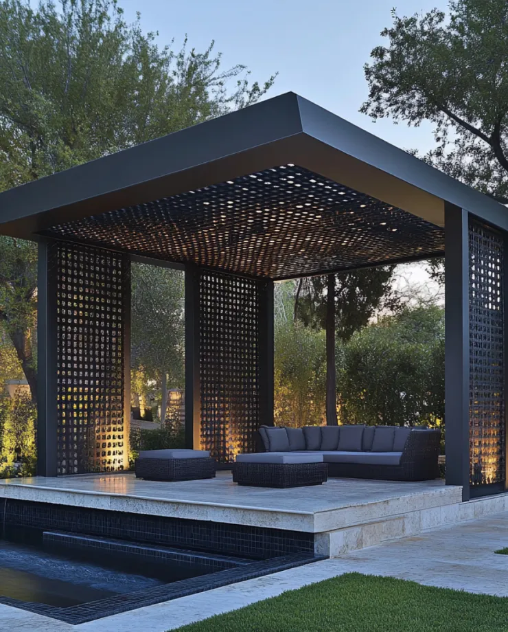 Luxury modern wood pergola with elegant outdoor living design