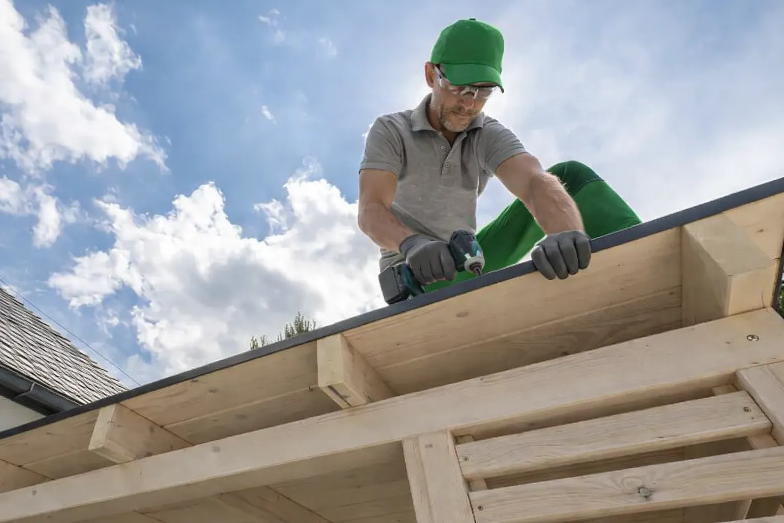 Pergola construction and patio installation in Los Angeles backyard