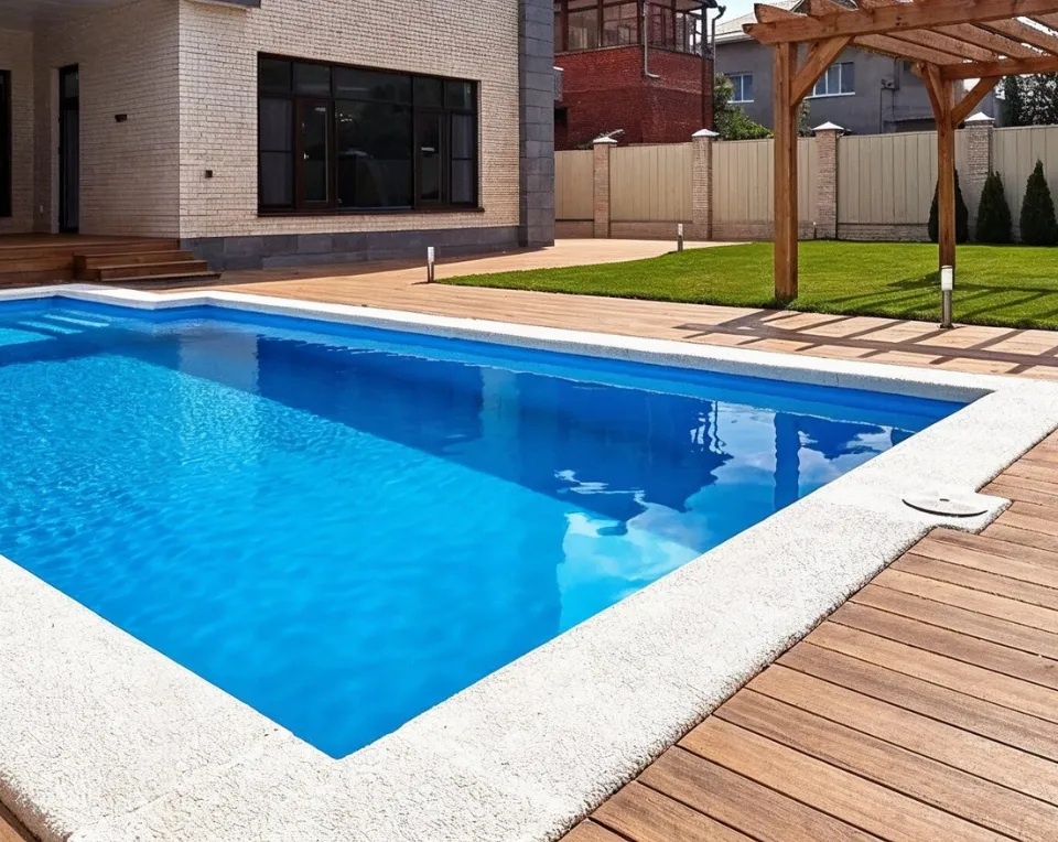 Deck and patio remodeling in Los Angeles with modern poolside paver design and upgraded outdoor space